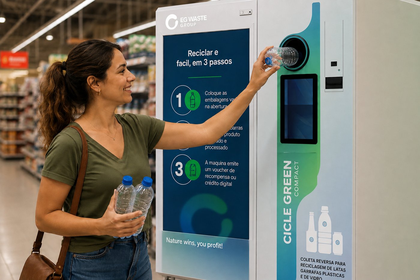 Customer using Cicle Green Compact in a supermarket