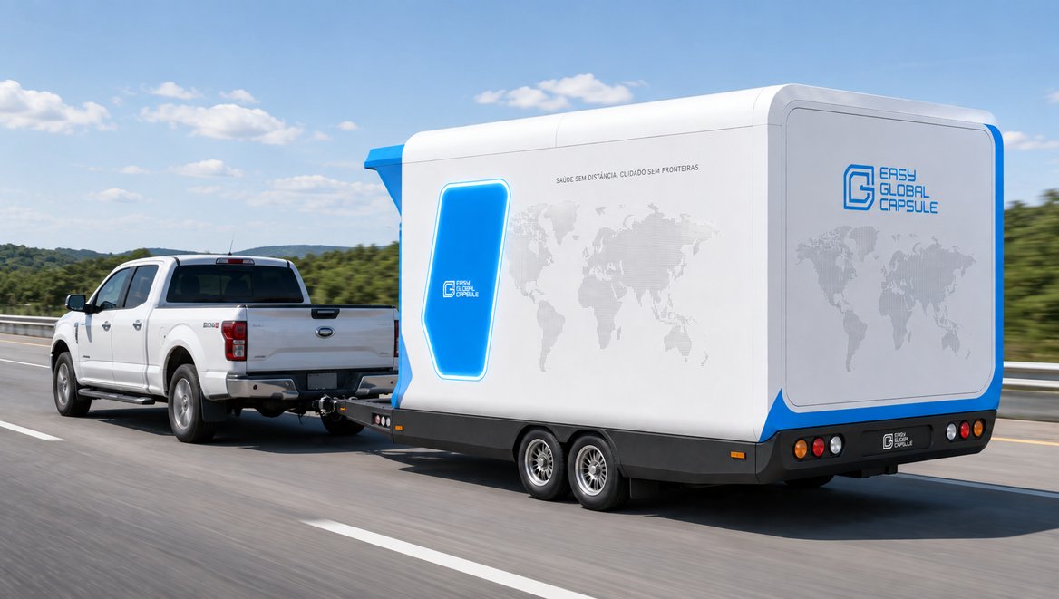Ophthalmology capsule being towed on the road